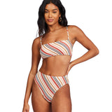 Circle D Women Stripes Swimsuit Split Bikini High Waist Swimwear