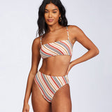 Circle D Women Stripes Swimsuit Split Bikini High Waist Swimwear
