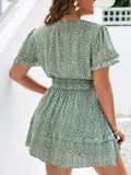 Plus Size Tie Front Flutter Sleeve Mini Dress